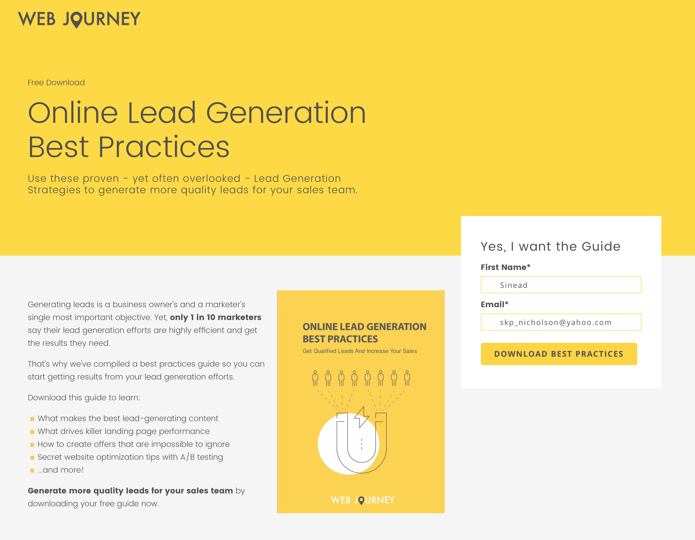 Guide To Running An Inbound Marketing Campaign - Inbound Landing Page Example
